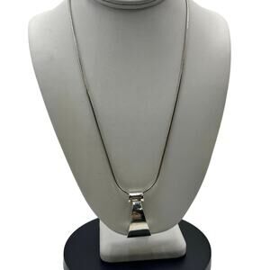 Sterling Silver Mexico Lg Abstract modern Pendant MD28V Snake Chain‎ Necklace